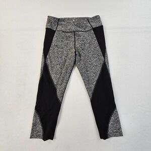 EXP Core Performance Cropped Leggings Women's Medium Gray Black Athletic Yoga